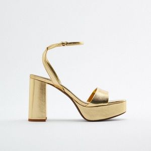 Gold Zara Platform Heels